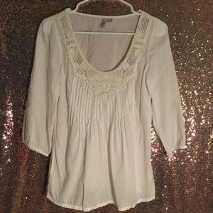 Creme Crotchet Blouse Top